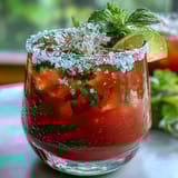 Festive non-alcoholic margarita mocktail bursting with zesty lime and orange, garnished with mint and a classic salted rim.