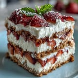 Refreshing no-bake icebox cake featuring creamy whipped cream and strawberries.