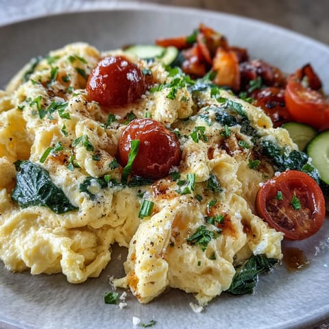 Vibrant Egg and Vegetable Scramble, a fluffy breakfast creation with colorful garden goodness.