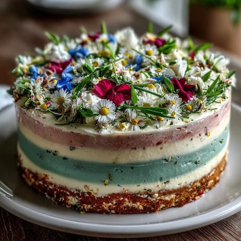 Soft pastel ombre spring cake with delicate floral topper, perfect for elegant celebrations and garden parties.