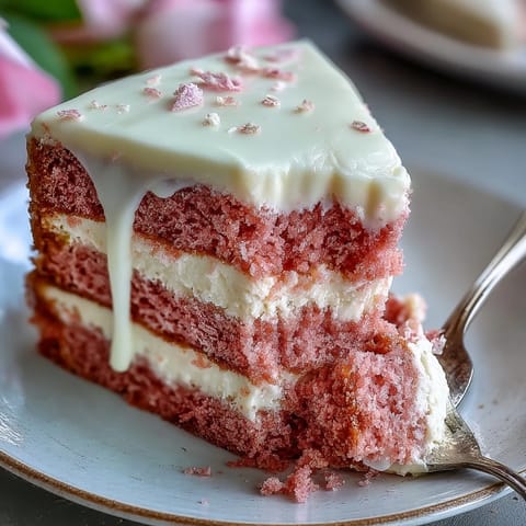 Elegant Bridal Shower Rosé Velvet Cake with a shimmering gold drip.