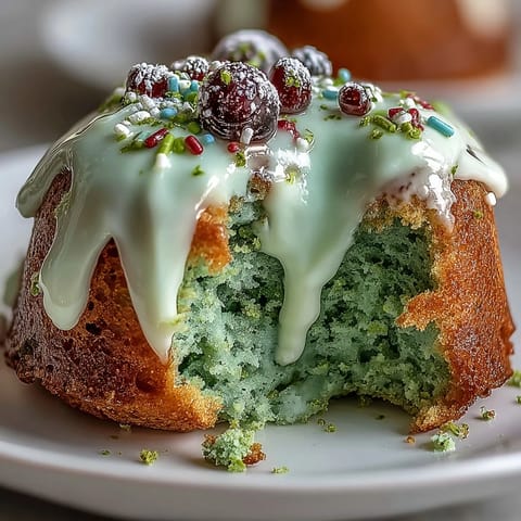 Smash cake style mini matcha birthday cake, frosted with vanilla, ready for a celebration.