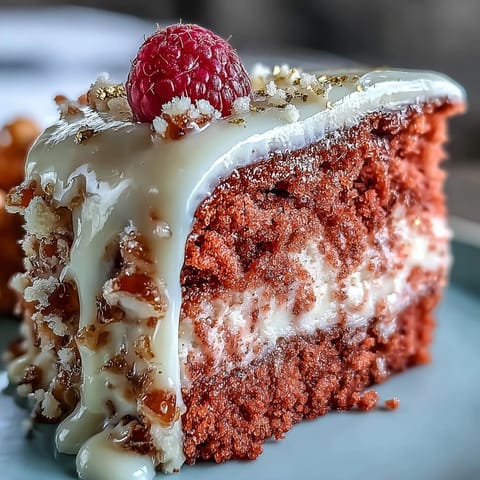 Velvet cake, infused with rosé wine, boasts a luxurious gold drip for celebrations.