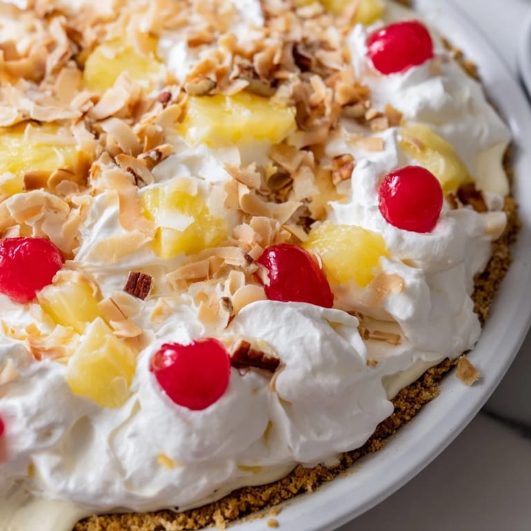 Enjoy a decadent, no-bake Millionaire Pie, perfect for a summer dessert, in a graham cracker crust.