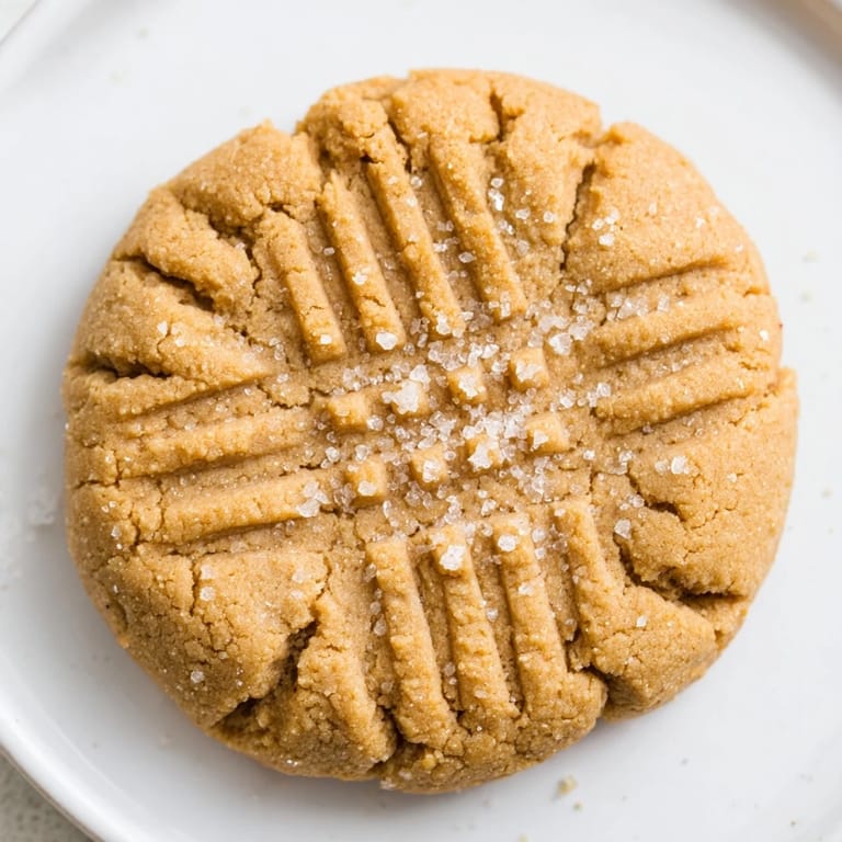 Soft and nutty peanut butter cookies, featuring a crisp crosshatch, tempting for a sweet treat.