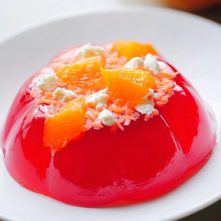 This chilled Jell-O Salad features cottage cheese and colorful fruit in a beautiful mold.