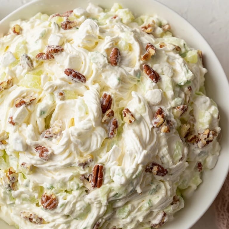 View a close-up of a refreshing Watergate Salad, perfect for your next summer potluck.