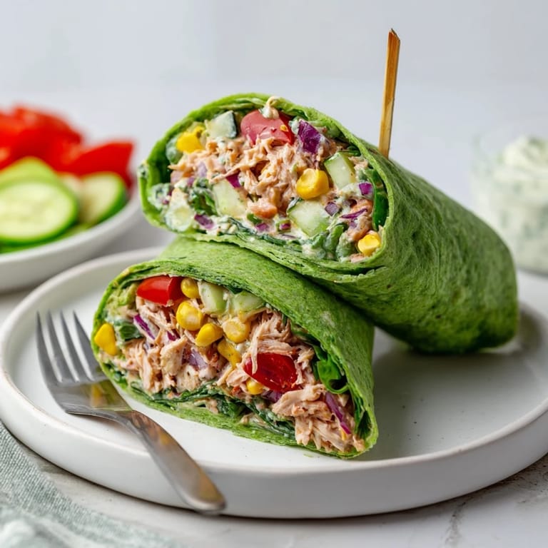 Hearty BBQ Chicken Salad Wrap resting on a wooden board, ready to be enjoyed for a quick lunch or light dinner.