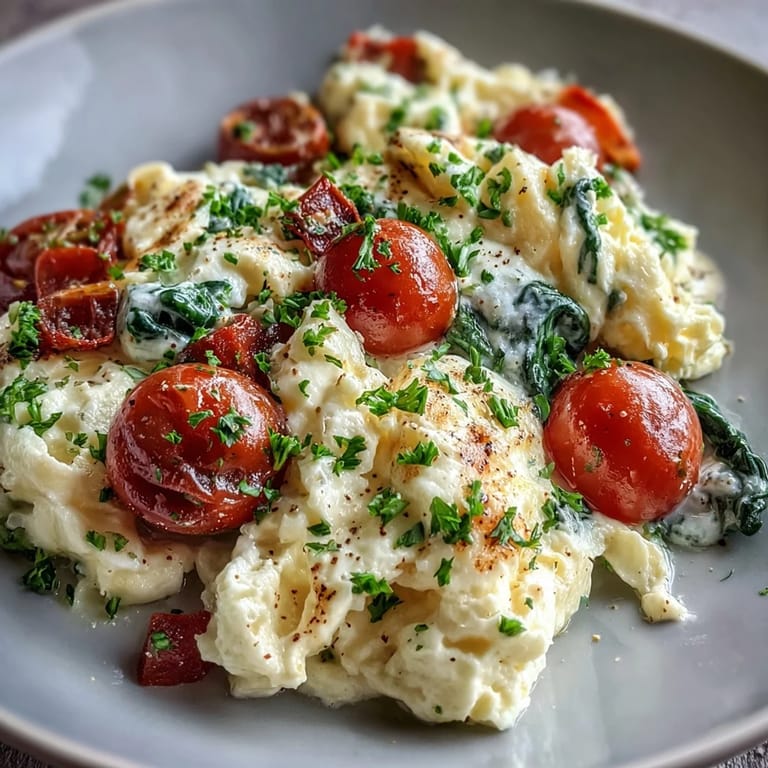Hearty Egg and Vegetable Scramble featuring tender eggs and fresh sautéed produce, brunch perfection.