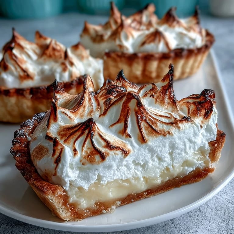 A sliced wedge of Lemon Meringue Pie reveals flaky crust and fluffy meringue on a serving plate.
