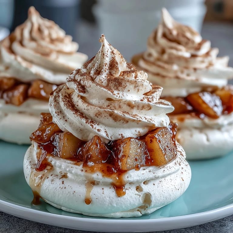 Freshly baked Mini Hot Toddy Pavlovas garnished with cinnamon and lemon zest on a rustic plate.