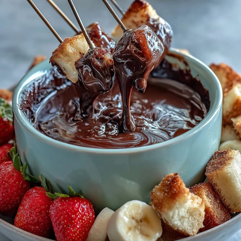 Decadent Boozy Chocolate Fondue with marshmallows, apple slices, and a splash of liqueur.