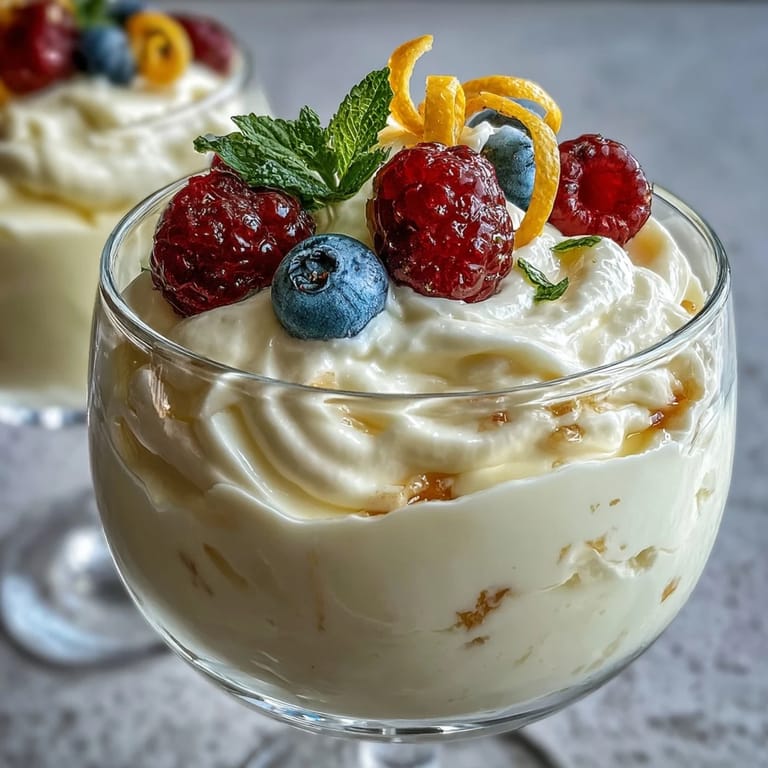 Summer entertaining Lemon Fool served in dessert glasses with a delicate whipped texture.
