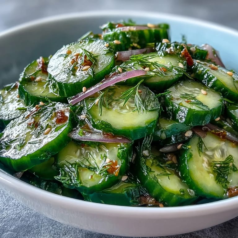 Vibrant Refreshing Crunchy Cucumber Salad with crisp cucumbers, cherry tomatoes, and jicama in a light vinaigrette, perfect for summer potlucks.