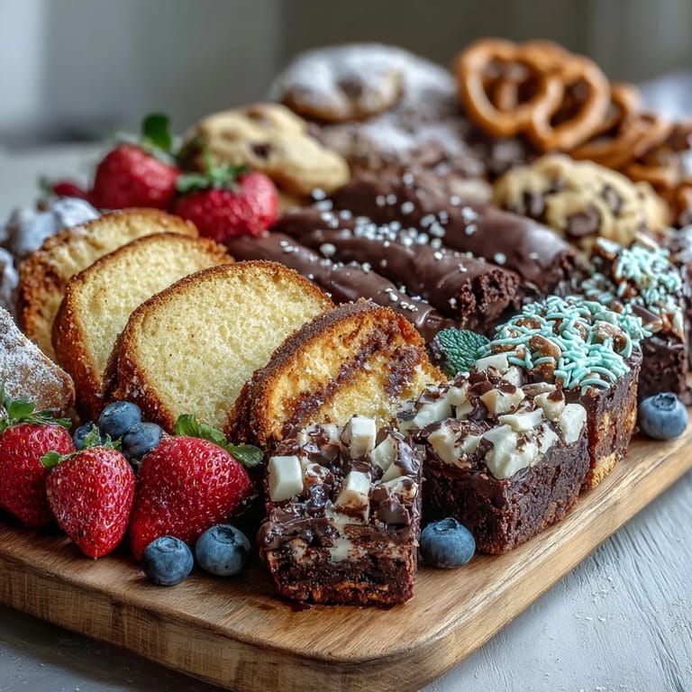 Celebrate with a festive dessert board of cake slices, cookies, and brownie bites—perfect for sharing at graduation parties.