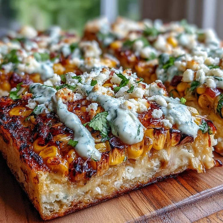 Easy-to-make street corn flatbread, ideal for sharing with lime wedges.