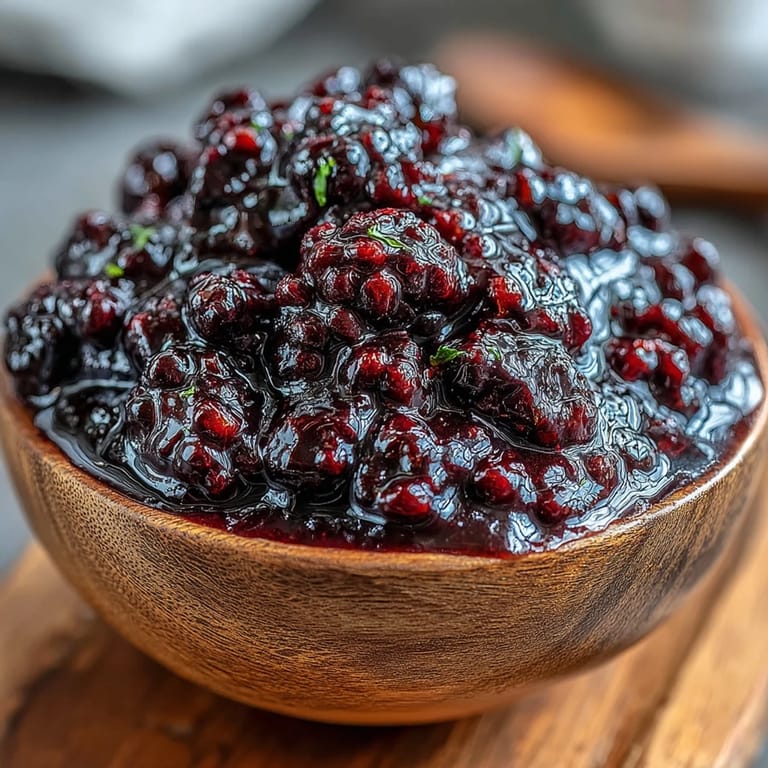 Thick Blackberry Jalapeño BBQ Sauce, wonderfully tangy and ready for dipping.