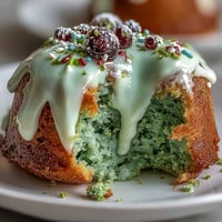 Smash cake style mini matcha birthday cake, frosted with vanilla, ready for a celebration.